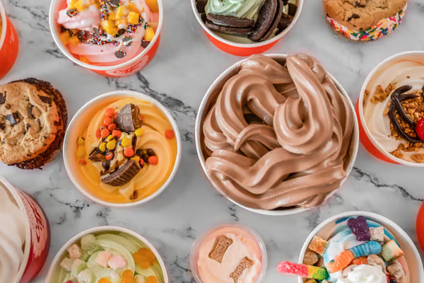 Variety of yogurt cups